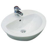 Aspire Unity Semi-Recess Round Basin 500X445 1 Tap Hole - White