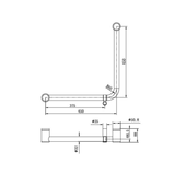 Mecca Care 32mm Ambulant 90Degree Bent Tube Nero Grab Rail 450X450mm - Matt Black
