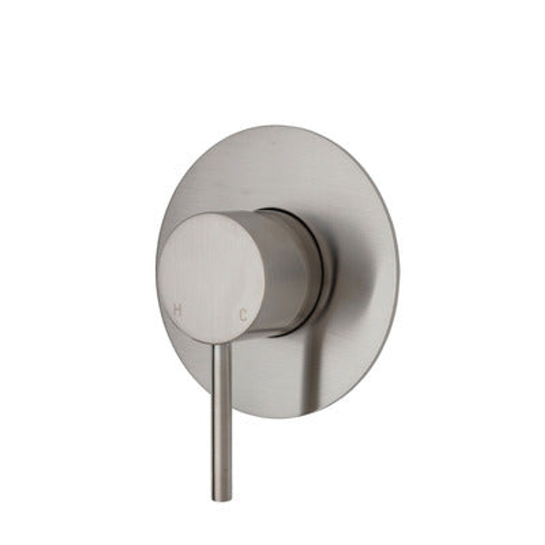 Fienza Kaya Wall Mixer - Brushed Nickel Large Round - Brushed Nickel Plate