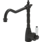Eleanor Shepherds Crook Kitchen Sink Fienza Mixer - Matte Black/White Ceramic Handle