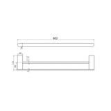 Nero Bianca Double Towel Rail 600Mm - Matte Black