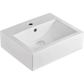 Aspire Unity Square Above Counter Basin - White 1 Tap Hole 510X410