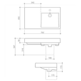 Liano Nexus 750 Wall Caroma Basin  Lh 1Th
