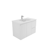 Aspire Unity II 900 Wall Hung Vanity 1 Tap Hole C/Q Sq Ceramic Top - White