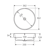 Reba Semi Inset Basin 355 X 355 X 48mm Fienza - No Tap Hole