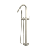 Meir Round Paddle Freestanding Bath Spout And Hand Shower - Brushed Nickel