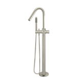 Meir Round Pinless Freestanding Bath Spout And Hand Shower - Brushed Nickel