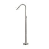 Meir Round Pinless Freestanding Bath Spout And Hand Shower - Brushed Nickel
