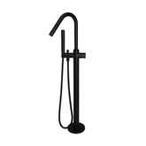 Meir Round Pinless Freestanding Bath Spout And Hand Shower - Matte Black