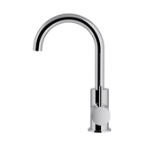 Meir Round Gooseneck Basin Mixer With Cold Start - Polished Chrome