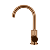 Meir Round Gooseneck Basin Mixer With Cold Start - Lustre Bronze