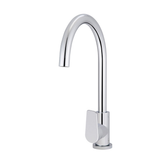 Meir Round Paddle Gooseneck Kitchen Mixer Tap - Polished Chrome