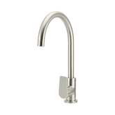 Meir Round Paddle Gooseneck Kitchen Mixer Tap - Brushed Nickel