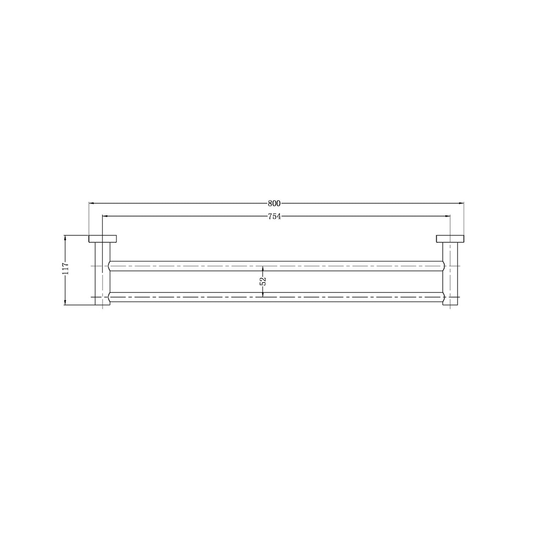 Nero Mecca Double Towel Rail 800Mm - Matte Black