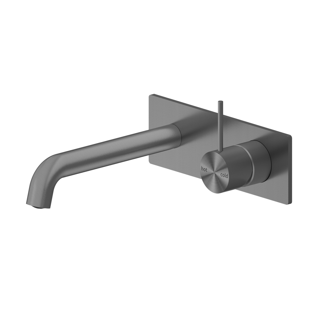 Nero Mecca Wall Basin Mixer Handle Up 230Mm Spout - Gunmetal