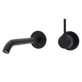 Fienza Kaya Up Basin/Bath Wall Mixer 200mm Outlet Set Round Plates - Matte Black/Matte Black