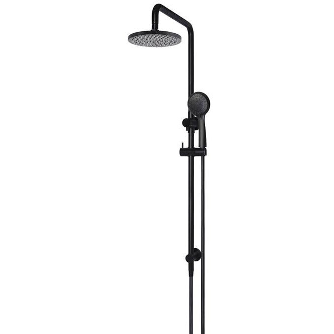 Meir Round Combination Shower Rail 200Mm Rose Single Function Hand Shower - Matte Black