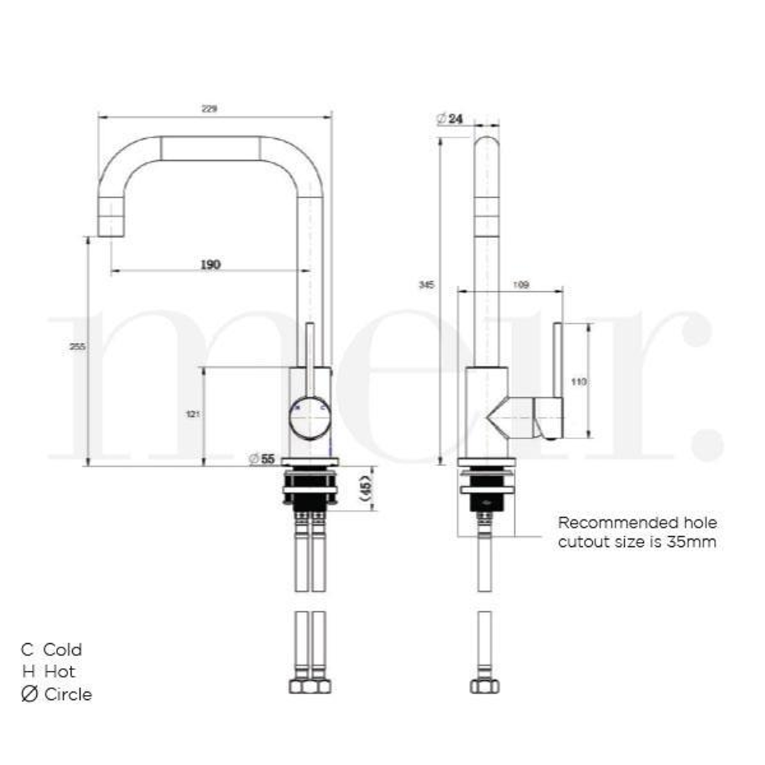 Meir Round Kitchen Mixer Tap - Brushed Nickel