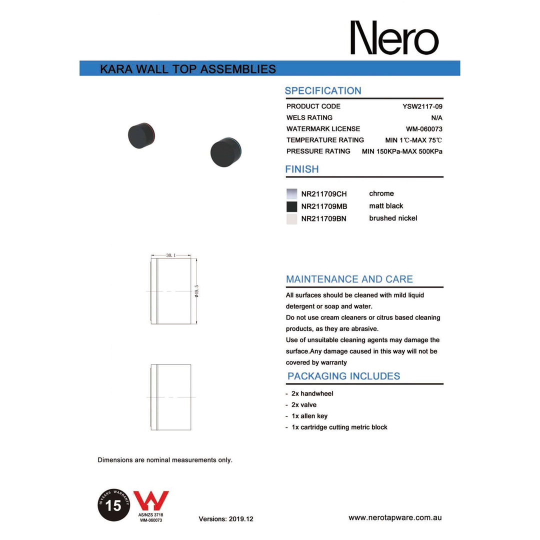 Nero Kara Wall Top Assemblies - Matte Black