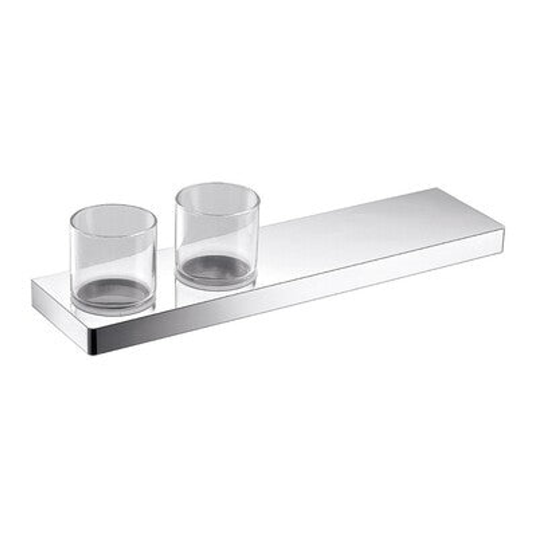 Streamline Eneo Shelf With Double Glass Holder 40Cm - Matt Black