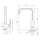 Teva Sink Phoenix Mixer 200mm Squareline - Brushed Nickel