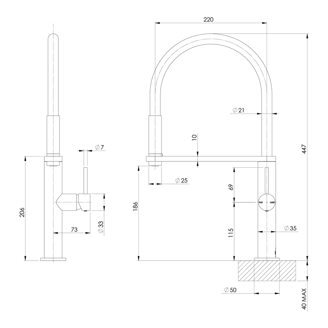 Blix Blix Flexible Hose Phoenix Sink Mixer Round - Brushed Carbon