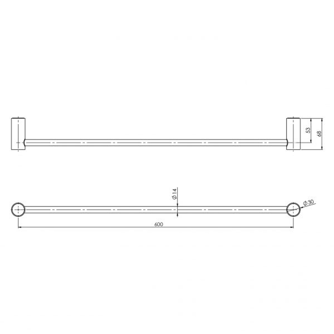 Phoenix Vivid Slimline Single Towel Rail 600mm - Brushed Nickel