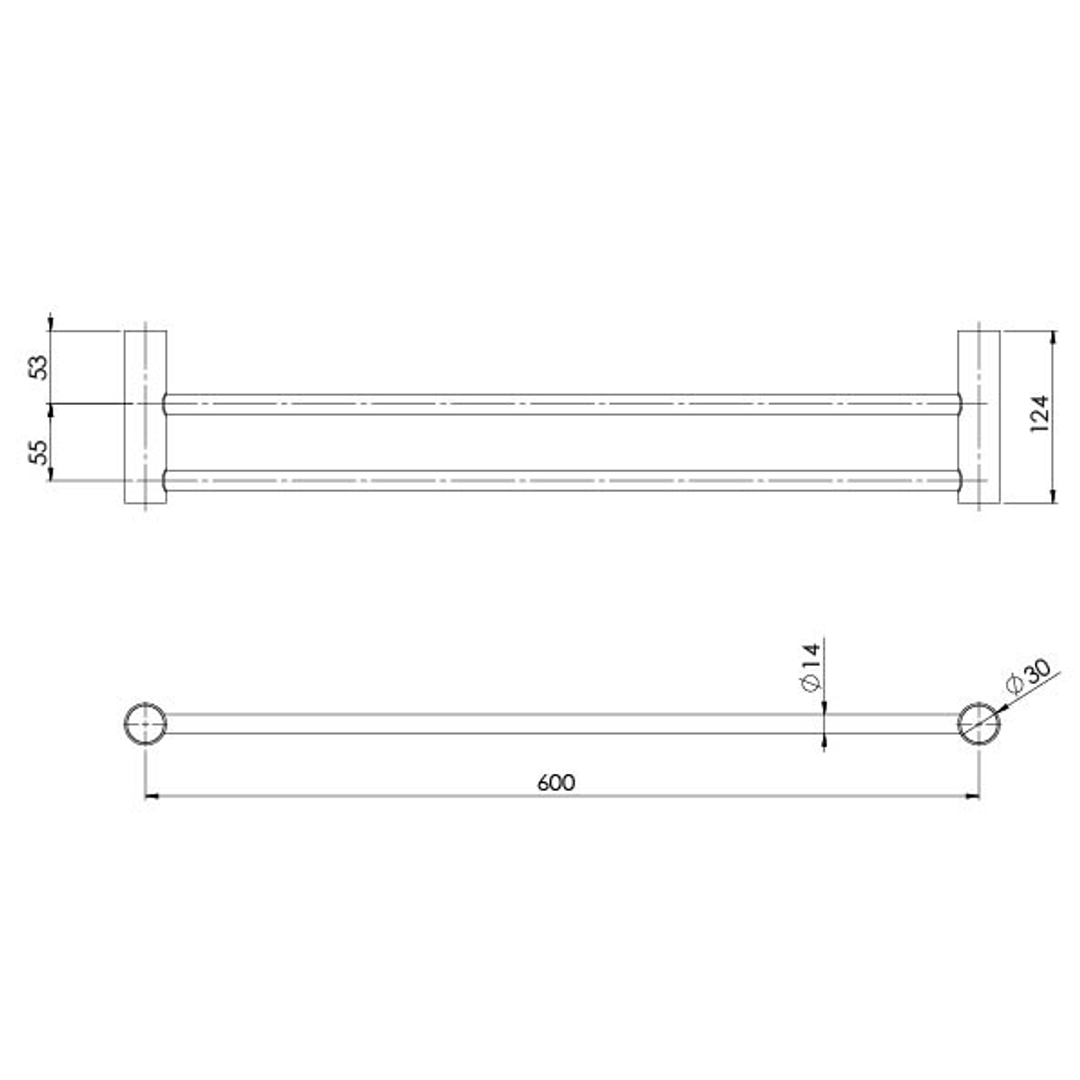 Phoenix Vivid Slimline Double Towel Rail 600mm - Chrome