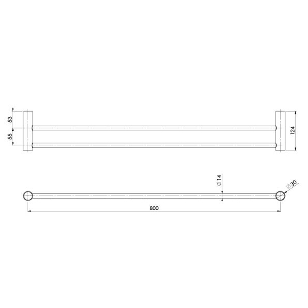 Vivid Slimline Double Towel Rail 800mm - Brushed Carbon
