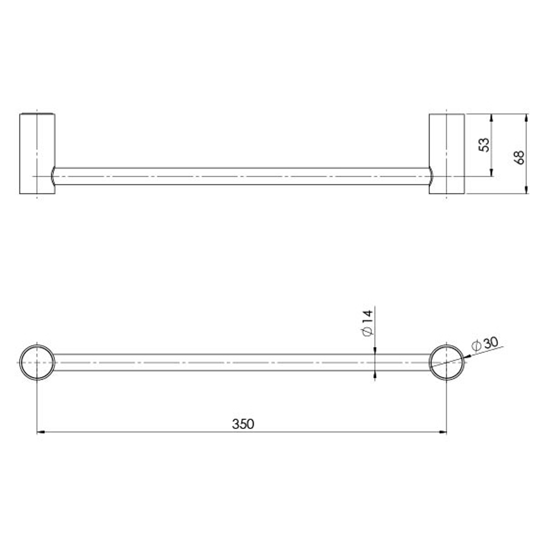 Phoenix Vivid Slimline Hand Towel Rail 350mm - Brushed Carbon