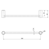 Vivid Slimline Hand Phoenix Towel Rail 350mm - Brushed Nickel