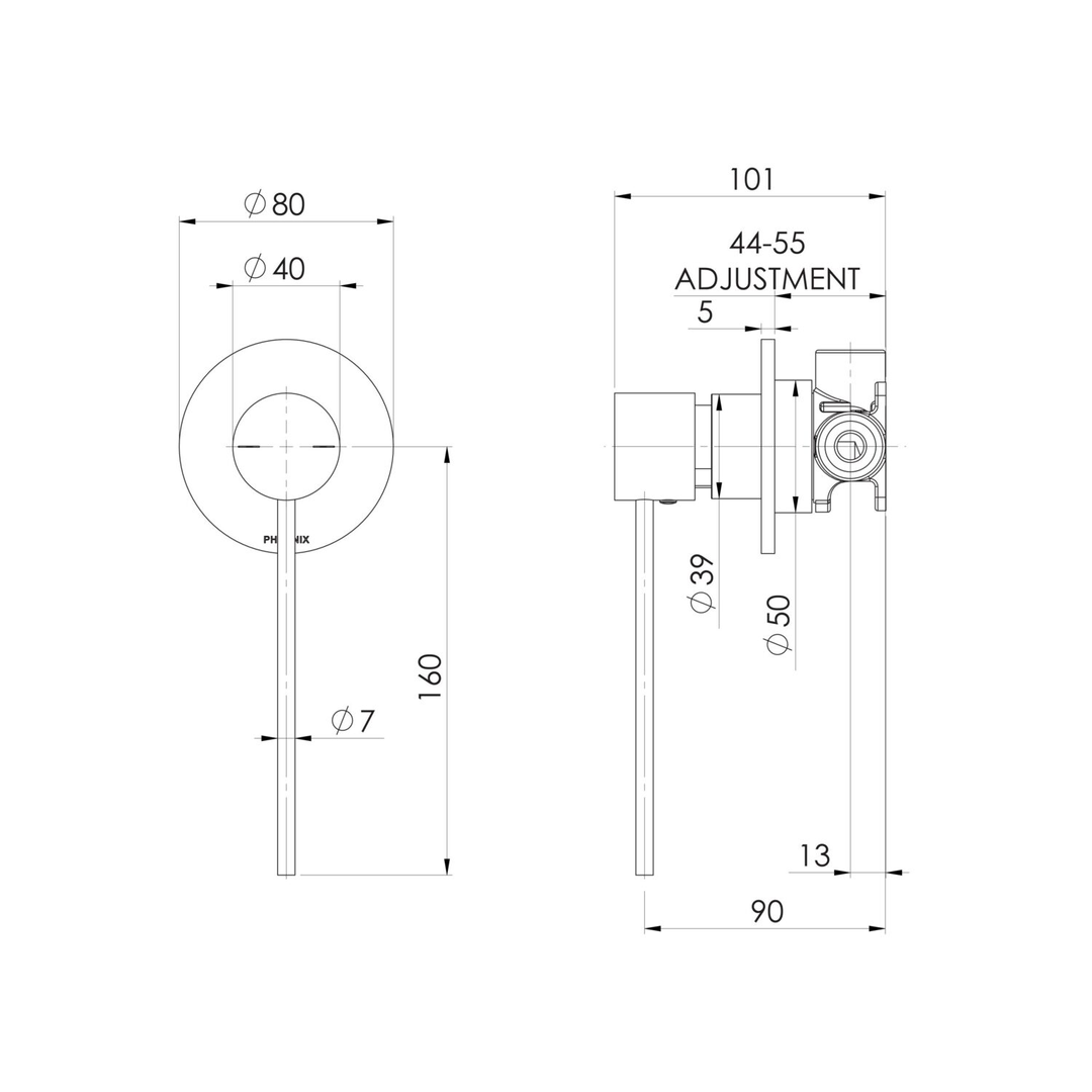 Phoenix Vivid Slimline Switchmix Shower/Wall Mixer With Extended Lever - Chrome