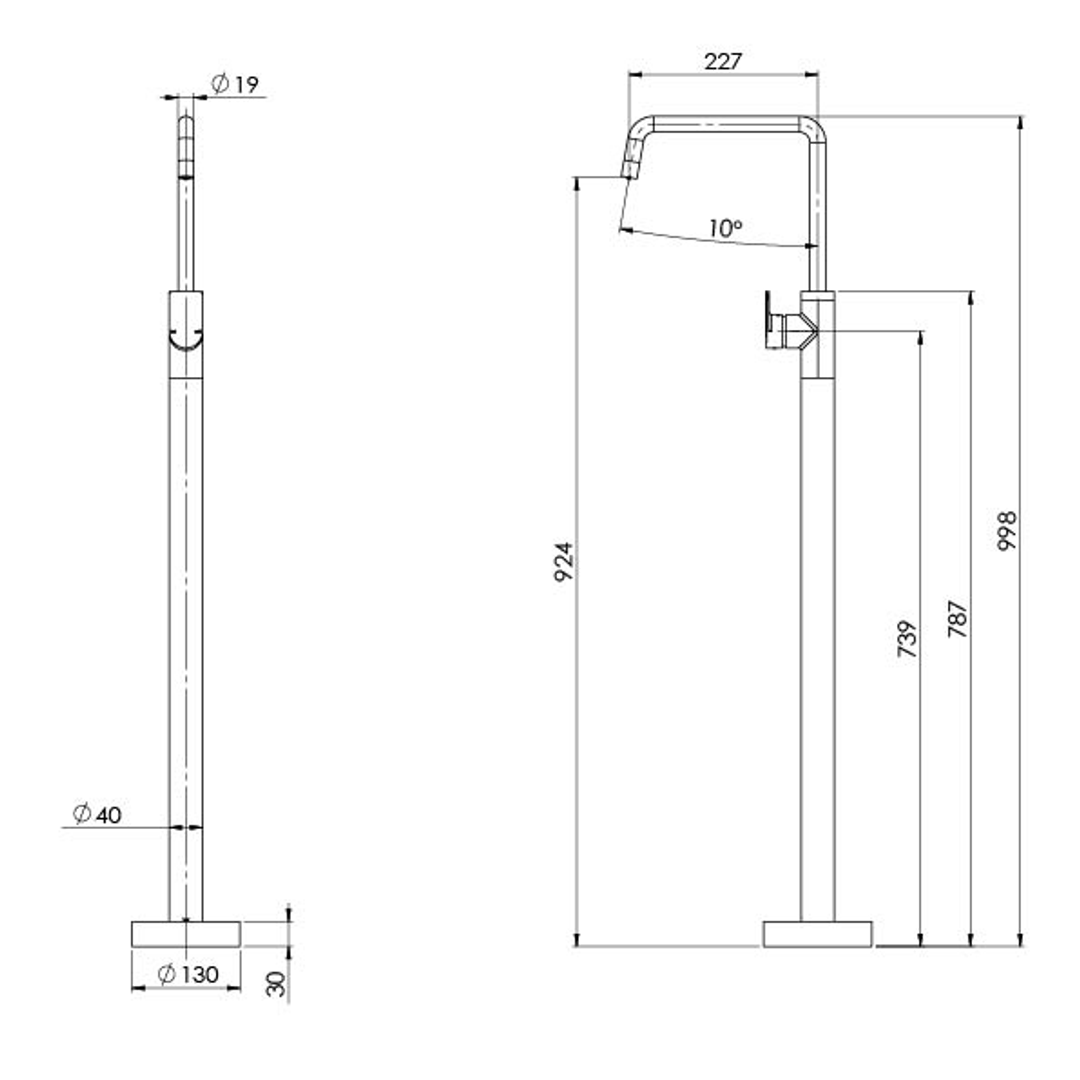 Mekko Floor Mount Phoenix Bath Filler - Chrome