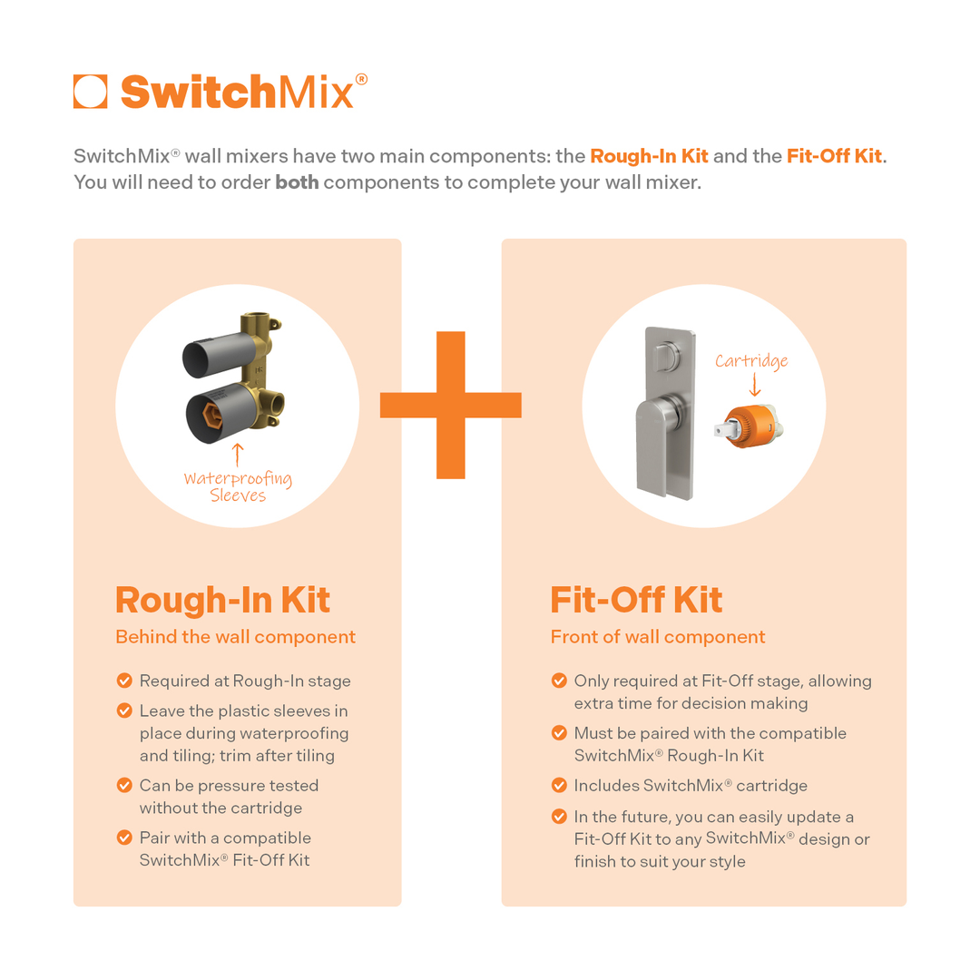 Teel Switchmix Shower / Bath Diverter Phoenix Mixer Fit-Off Kit - Chrome