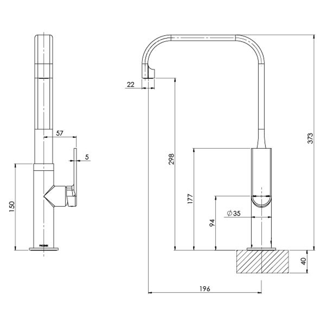 Teel Sink Phoenix Mixer 200mm Squareline - Brushed Nickel