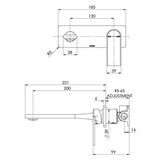Teel Wall Basin/Bath Phoenix Mixer Set 200mm - Brushed Nickel