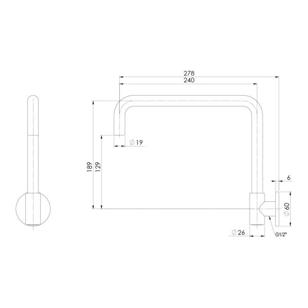 Phoenix Vivid Slimline Plus Wall Sink Outlet 240mm Squareline - Chrome