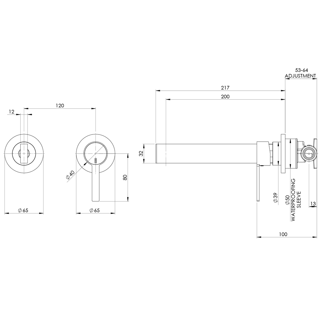 Lexi Mkii Switchmix Wall Bath Phoenix Mixer Set 200Mm Fit-Off Kit - Brushed Nickel
