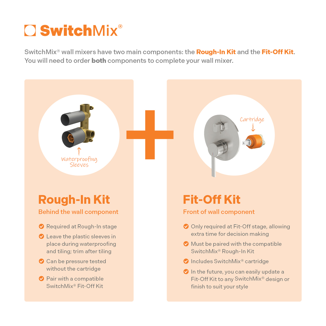 Lexi Mkii Switchmix Shower / Bath Diverter Phoenix Mixer Fit-Off Kit - Matte Black