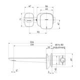 Nauge Nauge Wall Basin / Bath Phoenix Mixer Set 200mm - Brushed Carbon