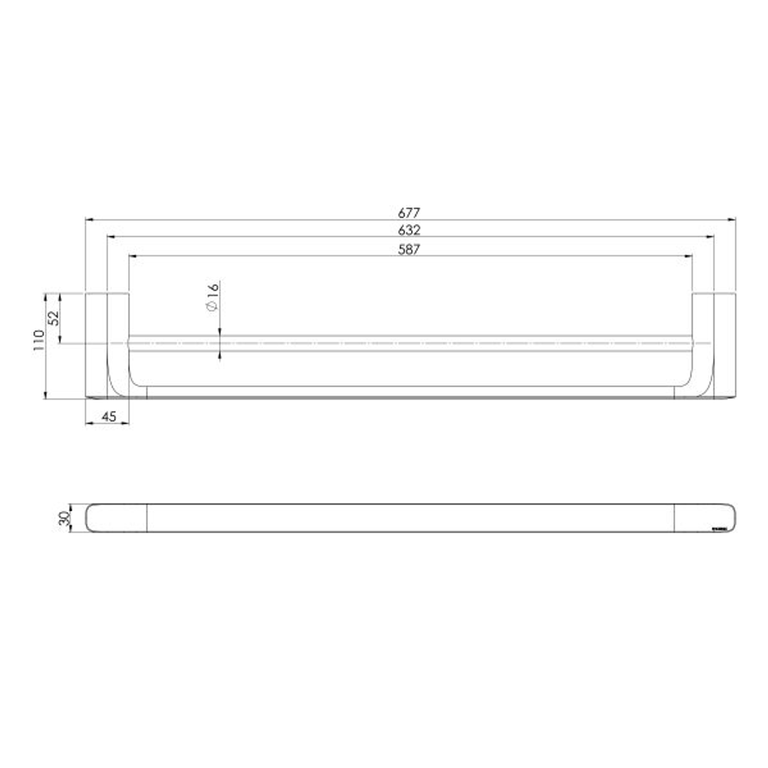 Nuage Double Phoenix Towel Rail 600Mm - Brushed Nickel