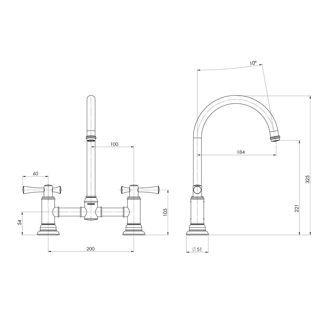 Cromford Exposed Phoenix Sink Set - Matte Black