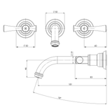 Cromford Cromford Wall Basin / Bath Phoenix Tap Set - Brushed Gold