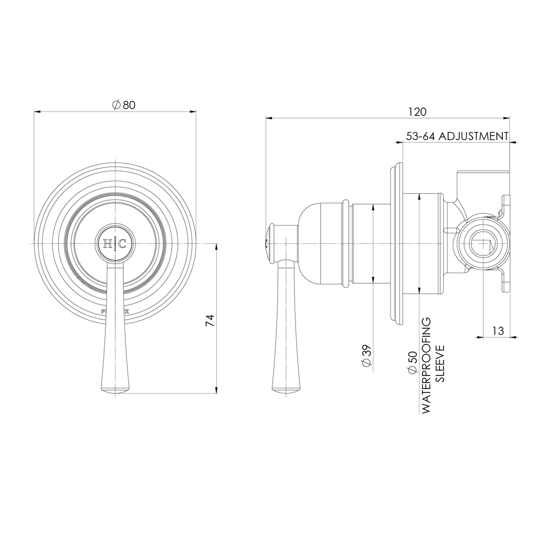 Phoenix Cromford Switchmix Shower / Wall Mixer Fit-Off Kit - Brushed Bronze