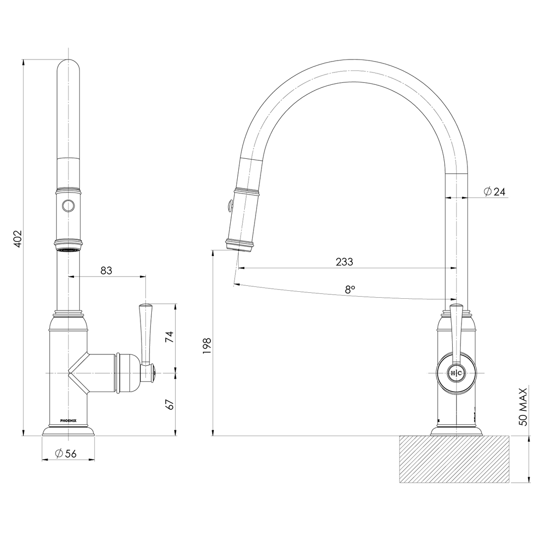 Cromford Cromford Pull Out Phoenix Sink Mixer - Brushed Gold