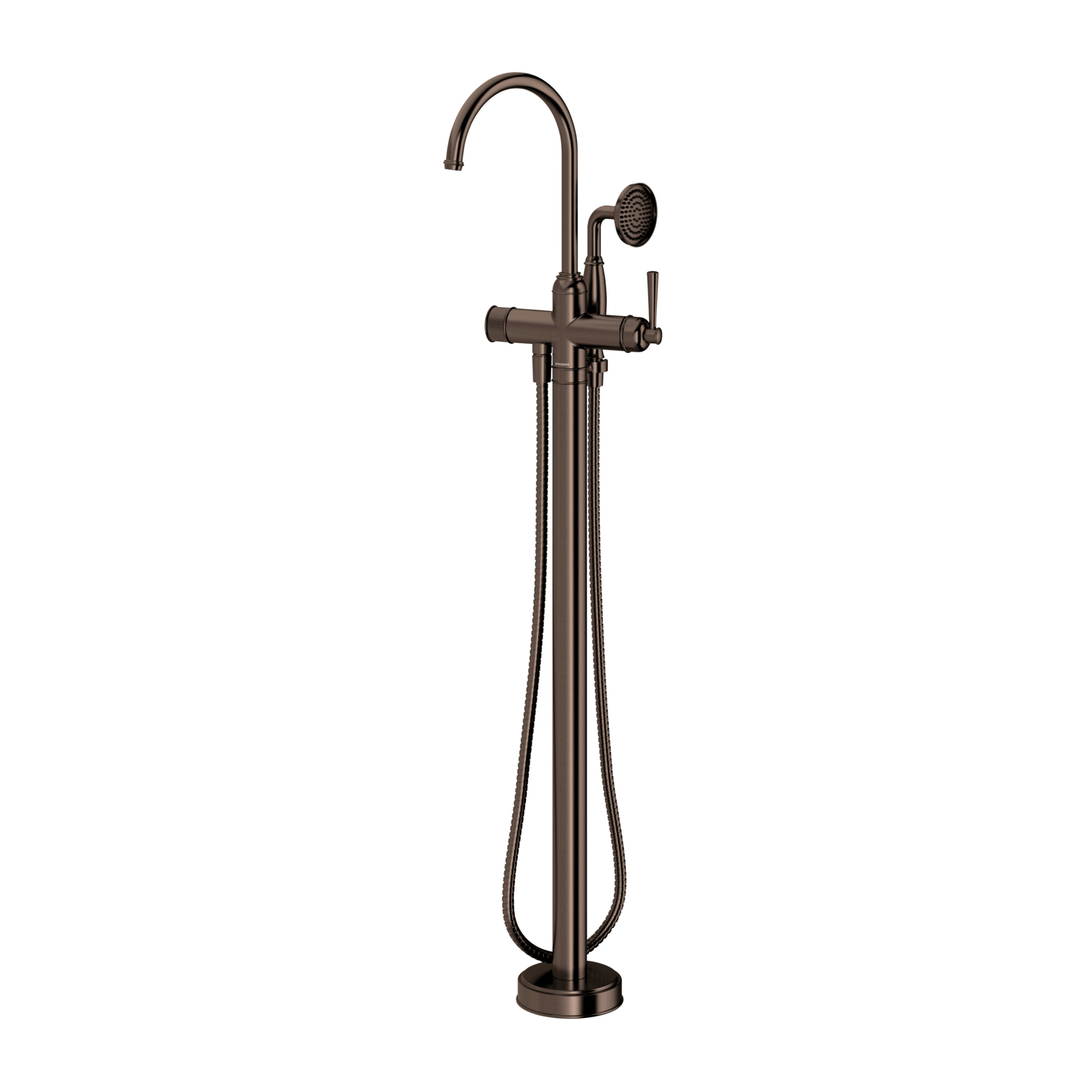 Phoenix Cromford Floor Mounted Bath Mixer With Hand Shower - Brushed Bronze