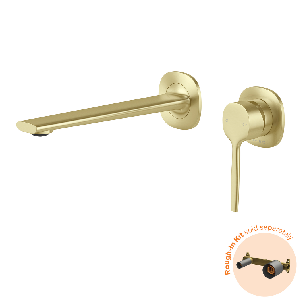 Phoenix Vask Switchmix Wall Basin / Bath Mixer Set 200Mm Fit Off Kit - Brushed Gold