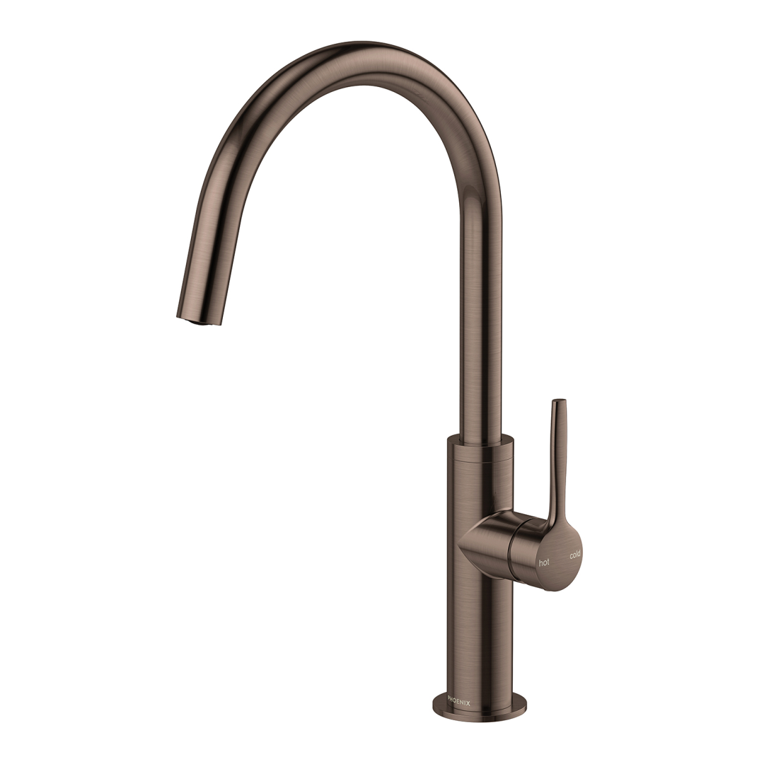 Phoenix Vask Sink Mixer 190Mm Gooseneck - Brushed Bronze