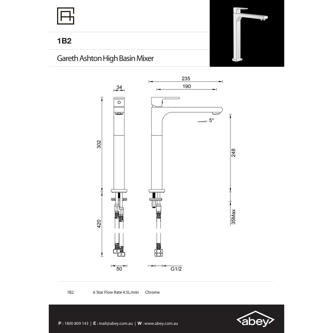 Gareth Ashton Park Ave Hi Rise Basin Abey Mixer Cp