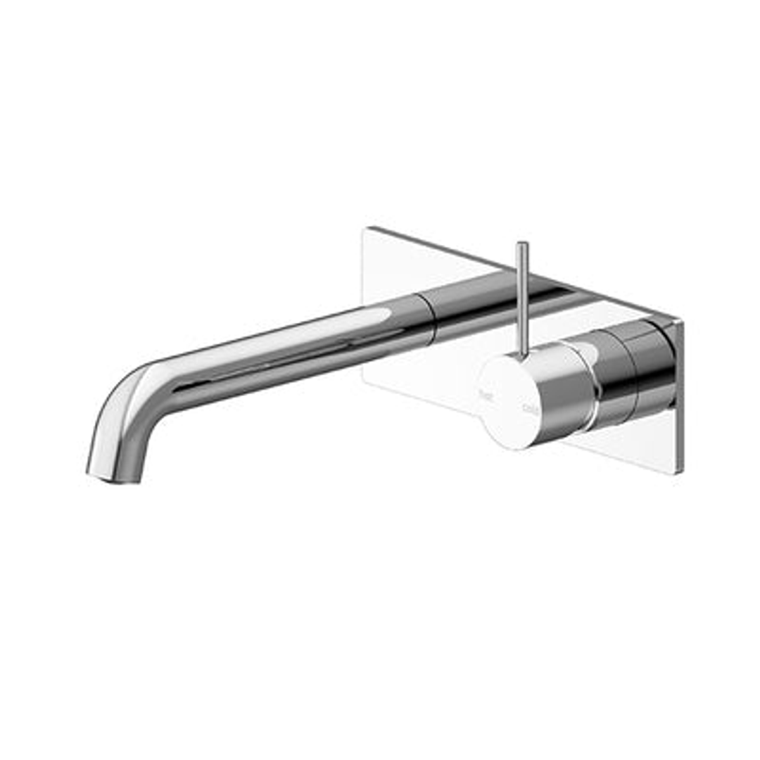 Nero Mecca Wall Basin Mixer Handle Up 185mm Spout - Chrome